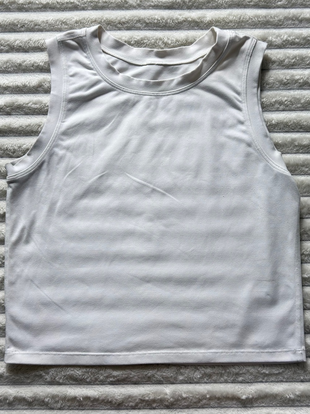 Paragon Women’s White Cropped Crew Neck Stretch Activewear Tank Top Sz S